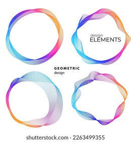 Set design element circle. Isolated bold vector colors golden ring from. Abstract glow wavy stripes of many glittering swirl created using Blend Tool. Vector illustration EPS10 for your presentation