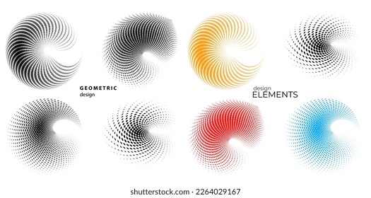 Set design element circle. Isolated bold vector colors golden ring from. Abstract glow wavy stripes of many glittering swirl created using Blend Tool. Vector illustration EPS10 for your presentation