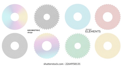 Set design element circle. Isolated bold vector colors golden ring from. Abstract glow wavy stripes of many glittering swirl created using Blend Tool. Vector illustration EPS10 for your presentation