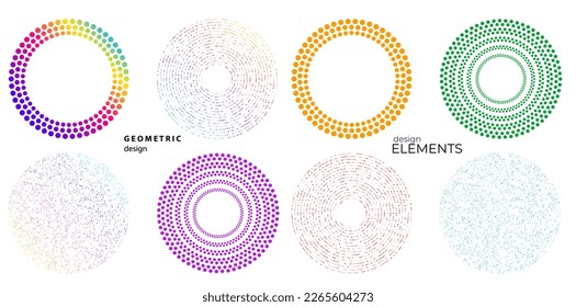 Set design element circle. Isolated bold vector colors golden ring from. Abstract glow wavy stripes of many glittering swirl created using Blend Tool. Vector illustration EPS10 for your presentation