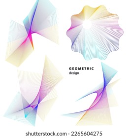 Set design element circle. Isolated bold vector colors golden ring from. Abstract glow wavy stripes of many glittering swirl created using Blend Tool. Vector illustration EPS10 for your presentation
