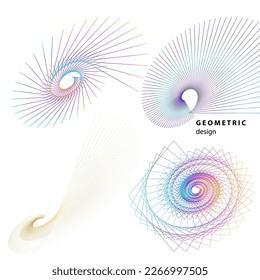 Set design element circle. Isolated bold vector colors golden ring from. Abstract glow wavy stripes of many glittering swirl created using Blend Tool. Vector illustration EPS10 for your presentation