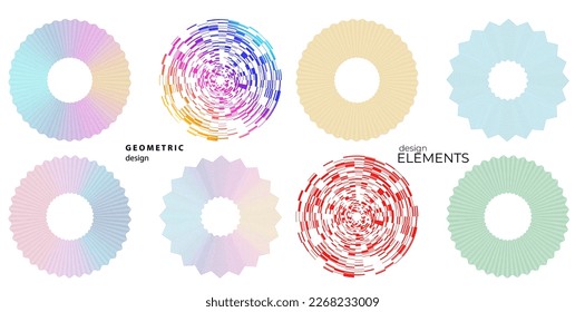 Set design element circle. Isolated bold vector colors golden ring from. Abstract glow wavy stripes of many glittering swirl created using Blend Tool. Vector illustration EPS10 for your presentation