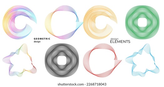 Set design element circle. Isolated bold vector colors golden ring from. Abstract glow wavy stripes of many glittering swirl created using Blend Tool. Vector illustration EPS10 for your presentation