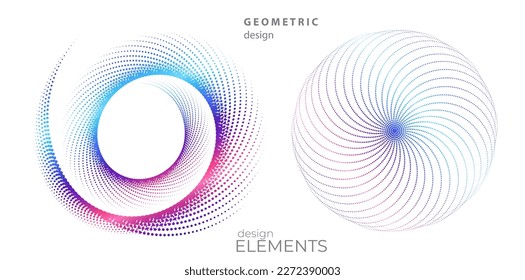 Set design element circle. Isolated bold vector colors golden ring from. Abstract glow wavy stripes of many glittering swirl created using Blend Tool. Vector illustration EPS10 for your presentation