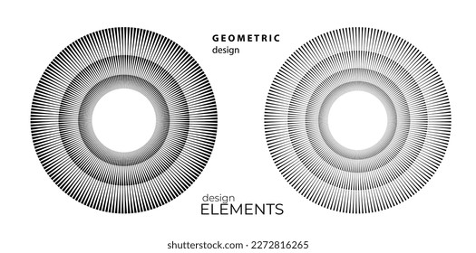 Set design element circle. Isolated bold vector colors golden ring from. Abstract glow wavy stripes of many glittering swirl created using Blend Tool. Vector illustration EPS10 for your presentation