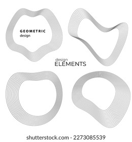 Set design element circle. Isolated bold vector colors golden ring from. Abstract glow wavy stripes of many glittering swirl created using Blend Tool. Vector illustration EPS10 for your presentation