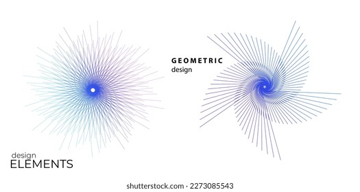 Set design element circle. Isolated bold vector colors golden ring from. Abstract glow wavy stripes of many glittering swirl created using Blend Tool. Vector illustration EPS10 for your presentation