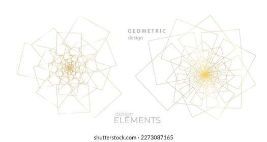 Set design element circle. Isolated bold vector colors golden ring from. Abstract glow many glittering swirl created using Blend Tool. Vector illustration EPS 10 art deco style for wedding invitation