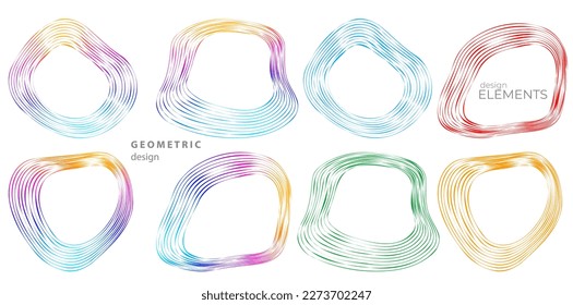 Set design element circle. Isolated bold vector colors golden ring from. Abstract glow wavy stripes of many glittering swirl created using Blend Tool. Vector illustration EPS10 for your presentation