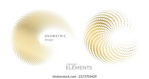 Set design element circle. Isolated bold vector colors golden ring from. Abstract glow many glittering swirl created using Blend Tool. Vector illustration EPS 10 art deco style for wedding invitation