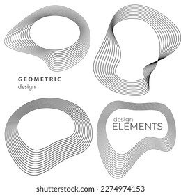 Set design element circle. Isolated bold vector colors golden ring from. Abstract glow wavy stripes of many glittering swirl created using Blend Tool. Vector illustration EPS10 for your presentation