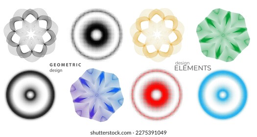 Set design element circle. Isolated bold vector colors golden ring from. Abstract glow wavy stripes of many glittering swirl created using Blend Tool. Vector illustration EPS10 for your presentation