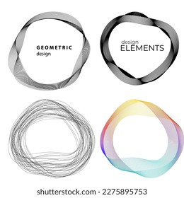 Set design element circle. Isolated bold vector colors golden ring from. Abstract glow wavy stripes of many glittering swirl created using Blend Tool. Vector illustration EPS10 for your presentation