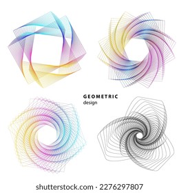 Set design element circle. Isolated bold vector colors golden ring from. Abstract glow wavy stripes of many glittering swirl created using Blend Tool. Vector illustration EPS10 for your presentation