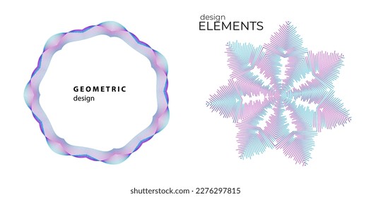 Set design element circle. Isolated bold vector colors golden ring from. Abstract glow wavy stripes of many glittering swirl created using Blend Tool. Vector illustration EPS10 for your presentation