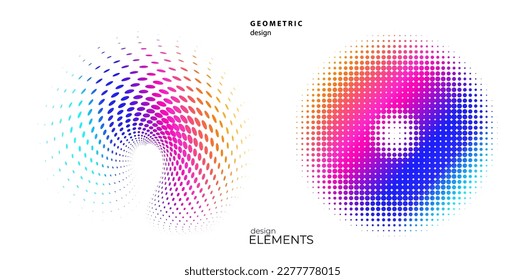 Set design element circle. Isolated bold vector colors golden ring from. Abstract glow wavy stripes of many glittering swirl created using Blend Tool. Vector illustration EPS10 for your presentation