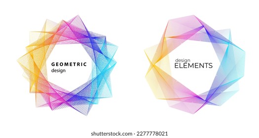 Set design element circle. Isolated bold vector colors golden ring from. Abstract glow wavy stripes of many glittering swirl created using Blend Tool. Vector illustration EPS10 for your presentation