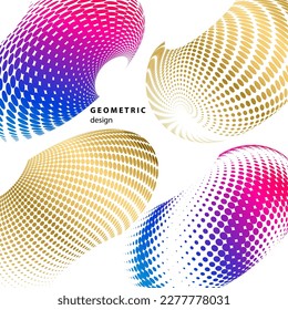 Set design element circle. Isolated bold vector colors golden ring from. Abstract glow wavy stripes of many glittering swirl created using Blend Tool. Vector illustration EPS10 for your presentation