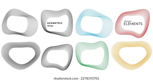 Set design element circle. Isolated bold vector colors golden ring from. Abstract glow wavy stripes of many glittering swirl created using Blend Tool. Vector illustration EPS10 for your presentation