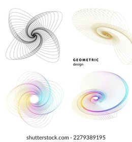 Set design element circle. Isolated bold vector colors golden ring from. Abstract glow wavy stripes of many glittering swirl created using Blend Tool. Vector illustration EPS10 for your presentation