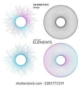Set design element circle  Isolated bold vector colors golden ring from  Abstract glow wavy stripes many glittering swirl created using Blend Tool  Vector illustration EPS10 for your presentation