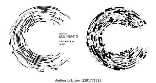 Set design element circle. Isolated bold vector colors golden ring from. Abstract glow wavy stripes of many glittering swirl created using Blend Tool. Vector illustration EPS10 for your presentation