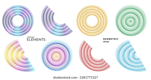Set design element circle. Isolated bold vector colors golden ring from. Abstract glow wavy stripes of many glittering swirl created using Blend Tool. Vector illustration EPS10 for your presentation