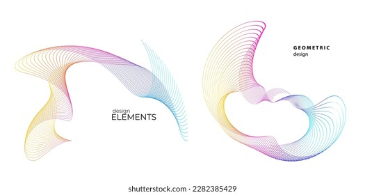 Set design element circle. Isolated bold vector colors golden ring from. Abstract glow wavy stripes of many glittering swirl created using Blend Tool. Vector illustration EPS10 for your presentation