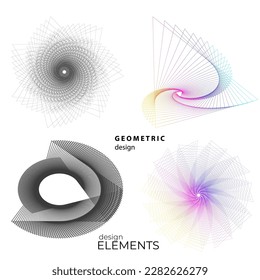 Set design element circle. Isolated bold vector colors golden ring from. Abstract glow wavy stripes of many glittering swirl created using Blend Tool. Vector illustration EPS10 for your presentation