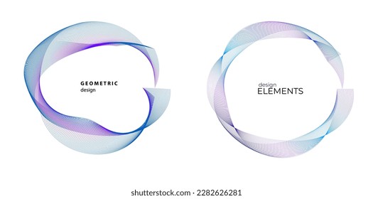 Set design element circle. Isolated bold vector colors golden ring from. Abstract glow wavy stripes of many glittering swirl created using Blend Tool. Vector illustration EPS10 for your presentation
