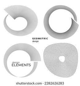 Set design element circle. Isolated bold vector colors golden ring from. Abstract glow wavy stripes of many glittering swirl created using Blend Tool. Vector illustration EPS10 for your presentation