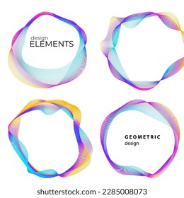 Set design element circle. Isolated bold vector colors golden ring from. Abstract glow wavy stripes of many glittering swirl created using Blend Tool. Vector illustration EPS10 for your presentation