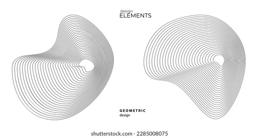 Set design element circle. Isolated bold vector colors golden ring from. Abstract glow wavy stripes of many glittering swirl created using Blend Tool. Vector illustration EPS10 for your presentation