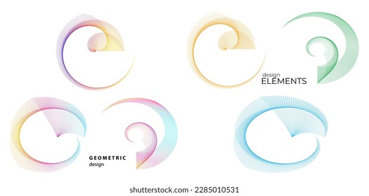Set design element circle. Isolated bold vector colors golden ring from. Abstract glow wavy stripes of many glittering swirl created using Blend Tool. Vector illustration EPS10 for your presentation
