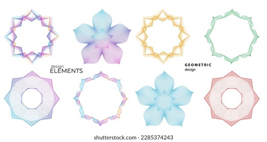 Set design element circle. Isolated bold vector colors golden ring from. Abstract glow wavy stripes of many glittering swirl created using Blend Tool. Vector illustration EPS10 for your presentation