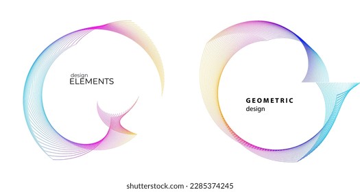 Set design element circle. Isolated bold vector colors golden ring from. Abstract glow wavy stripes of many glittering swirl created using Blend Tool. Vector illustration EPS10 for your presentation