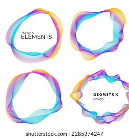 Set design element circle. Isolated bold vector colors golden ring from. Abstract glow wavy stripes of many glittering swirl created using Blend Tool. Vector illustration EPS10 for your presentation