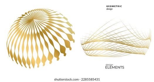 Set design element circle. Isolated bold vector colors golden ring from. Abstract glow many glittering swirl created using Blend Tool. Vector illustration EPS 10 art deco style for wedding invitation