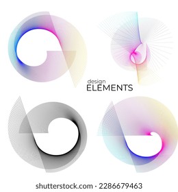 Set design element circle. Isolated bold vector colors golden ring from. Abstract glow wavy stripes of many glittering swirl created using Blend Tool. Vector illustration EPS10 for your presentation