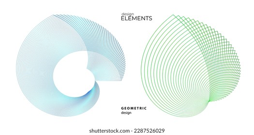 Set design element circle. Isolated bold vector colors golden ring from. Abstract glow wavy stripes of many glittering swirl created using Blend Tool. Vector illustration EPS10 for your presentation