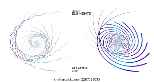 Set design element circle. Isolated bold vector colors golden ring from. Abstract glow wavy stripes of many glittering swirl created using Blend Tool. Vector illustration EPS10 for your presentation