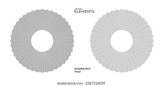 Set design element circle. Isolated bold vector colors golden ring from. Abstract glow wavy stripes of many glittering swirl created using Blend Tool. Vector illustration EPS10 for your presentation