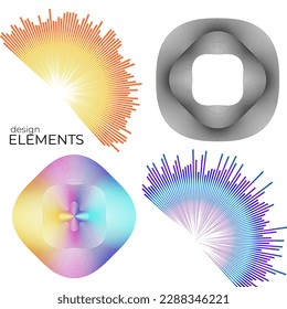 Set design element circle. Isolated bold vector colors golden ring from. Abstract glow wavy stripes of many glittering swirl created using Blend Tool. Vector illustration EPS10 for your presentation