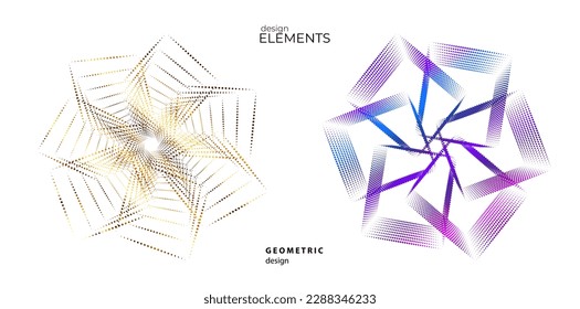 Set design element circle. Isolated bold vector colors golden ring from. Abstract glow wavy stripes of many glittering swirl created using Blend Tool. Vector illustration EPS10 for your presentation