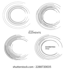Set design element circle. Isolated bold vector colors golden ring from. Abstract glow wavy stripes of many glittering swirl created using Blend Tool. Vector illustration EPS10 for your presentation