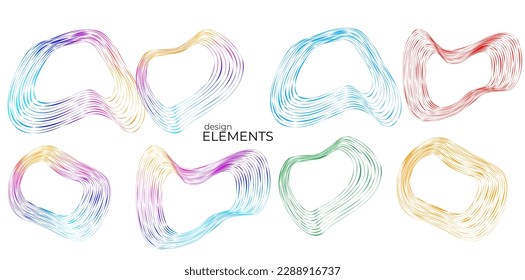 Set design element circle. Isolated bold vector colors golden ring from. Abstract glow wavy stripes of many glittering swirl created using Blend Tool. Vector illustration EPS10 for your presentation