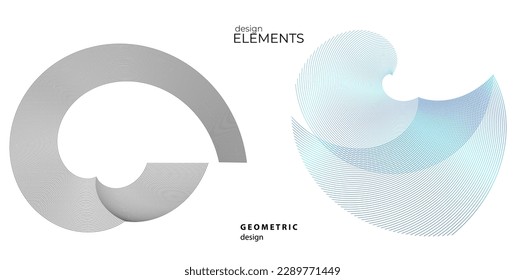 Set design element circle. Isolated bold vector colors golden ring from. Abstract glow wavy stripes of many glittering swirl created using Blend Tool. Vector illustration EPS10 for your presentation