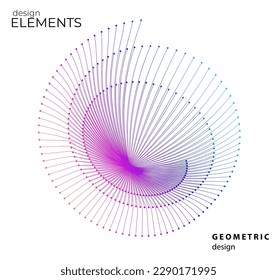 Set design element circle. Isolated bold vector colors golden ring from. Abstract glow wavy stripes of many glittering swirl created using Blend Tool. Vector illustration EPS10 for your presentation