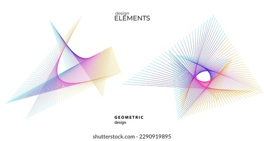 Set design element circle. Isolated bold vector colors golden ring from. Abstract glow wavy stripes of many glittering swirl created using Blend Tool. Vector illustration EPS10 for your presentation